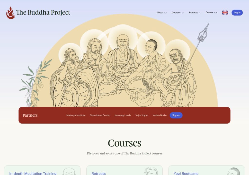 A screenshot of the Buddha Project website